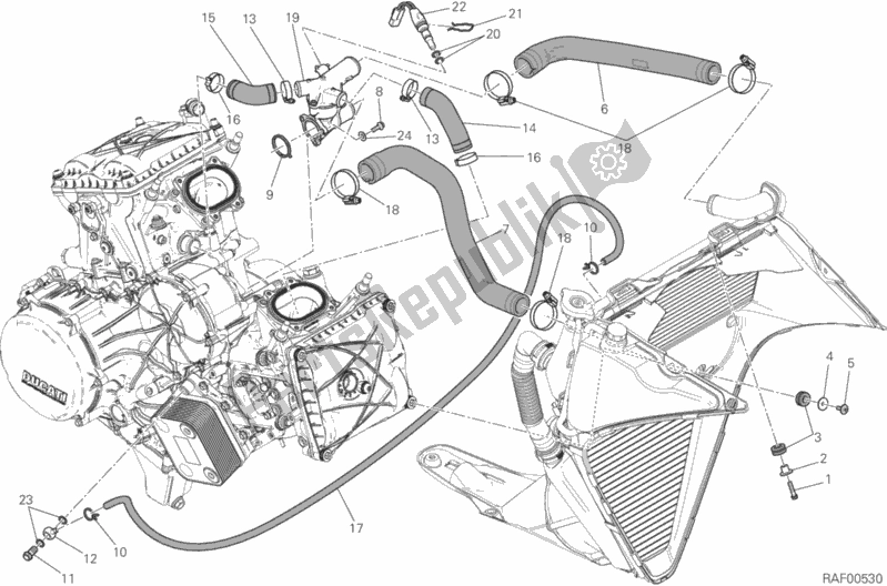 All parts for the Cooling System of the Ducati Superbike 1299 ABS Brasil 2016